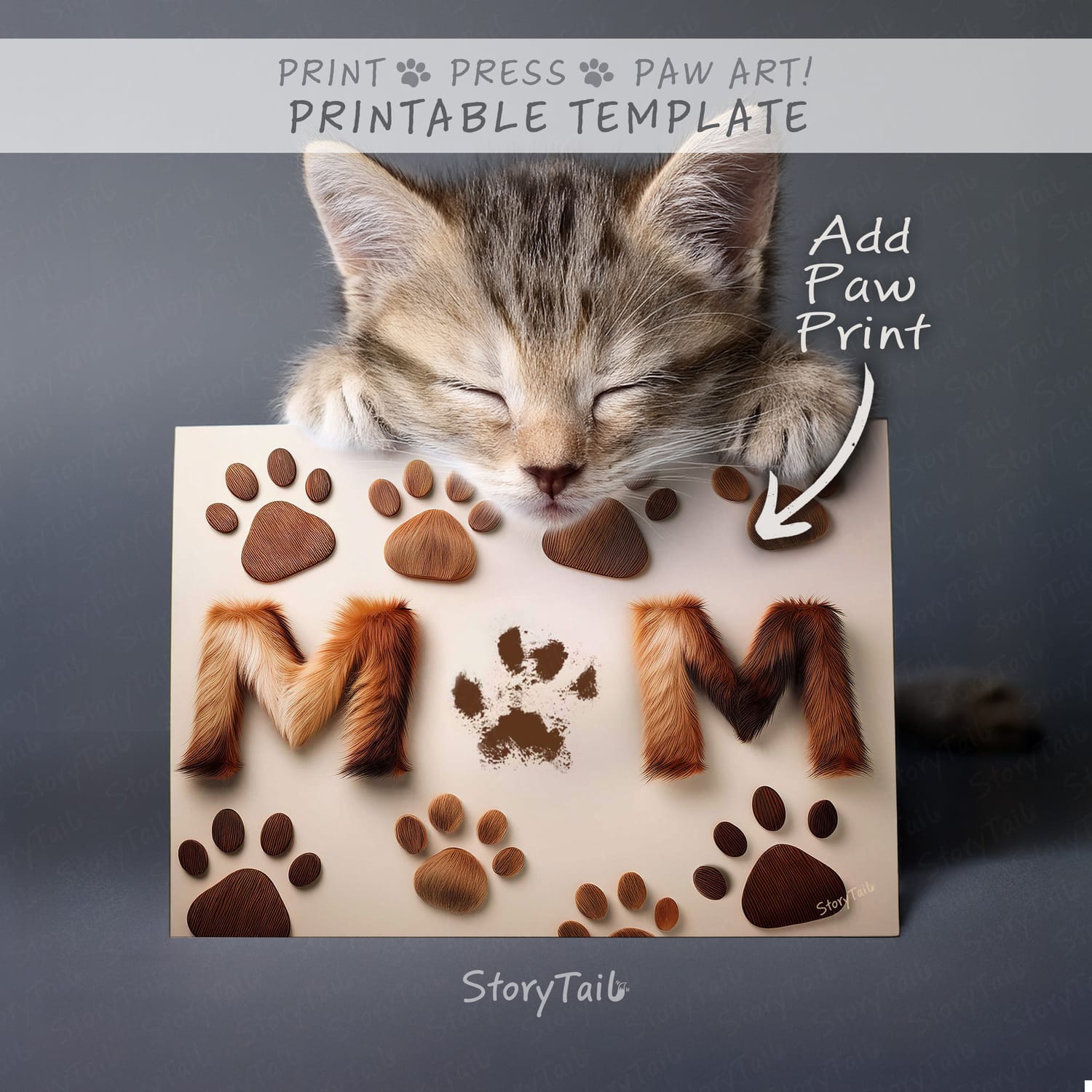 Pawsome Greetings Fur Paw Print Card Template for Pet Mom by StoryTail