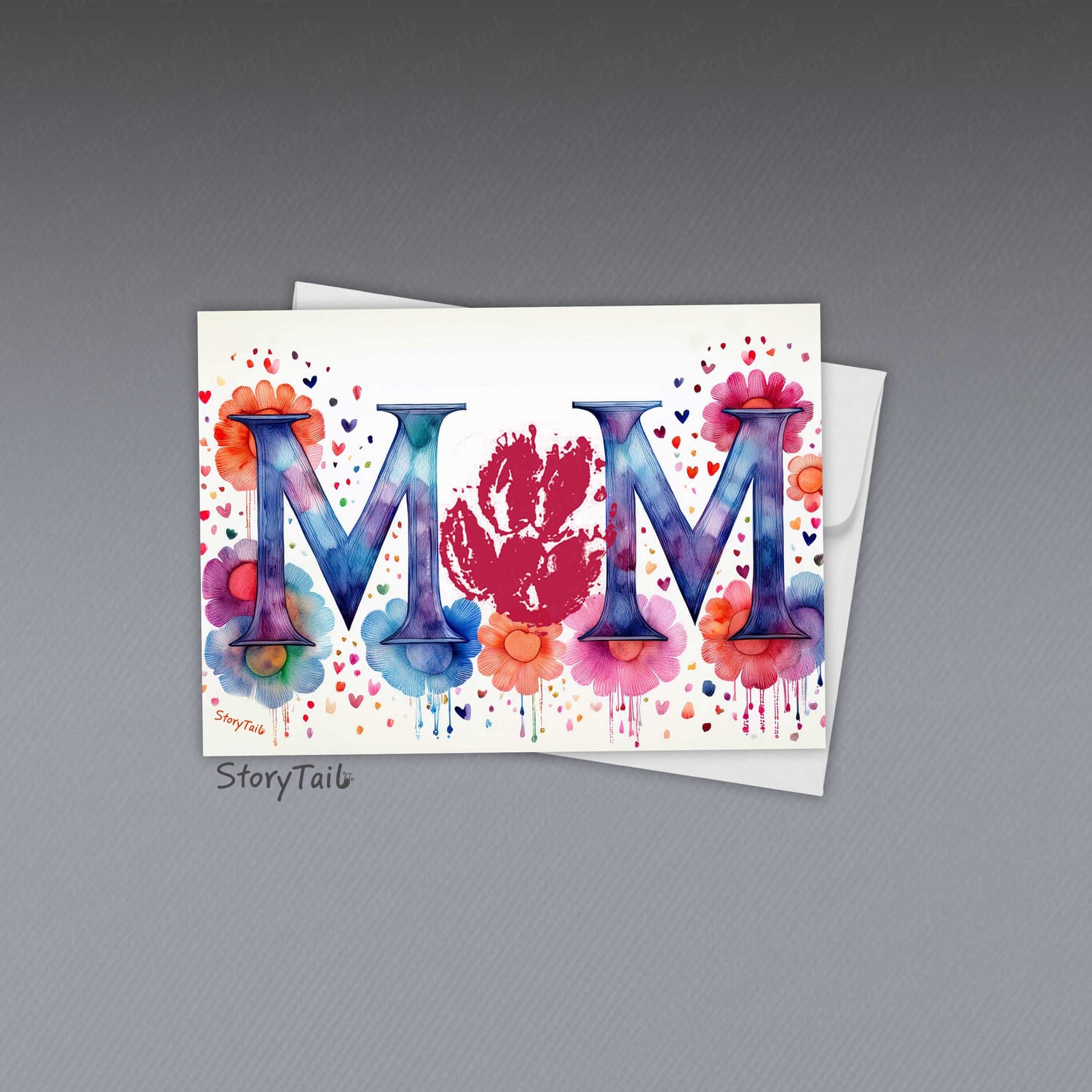 Pawsome Greetings Confetti Paw Print Furry Card Template for Pet Mom by StoryTail