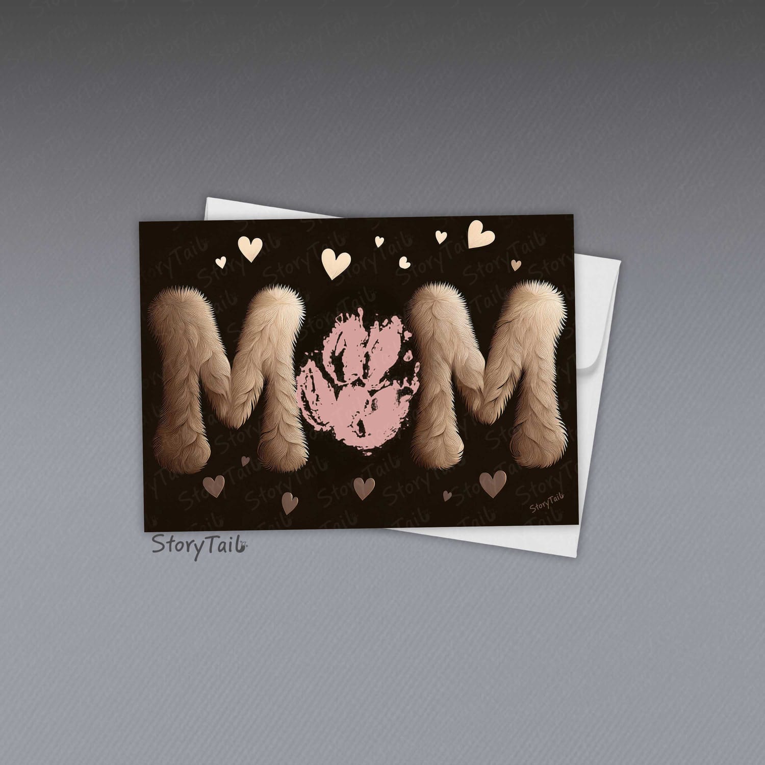 Pawsome Greetings Whimsical Blooms Paw Print Card Template for Pet Mom by StoryTail