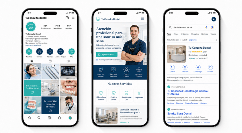 Plan Profesional: web completa y redes sociales para dentistas