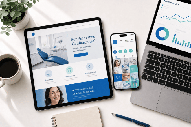 Servicios digitales para dentistas: web profesional, redes sociales y analytics