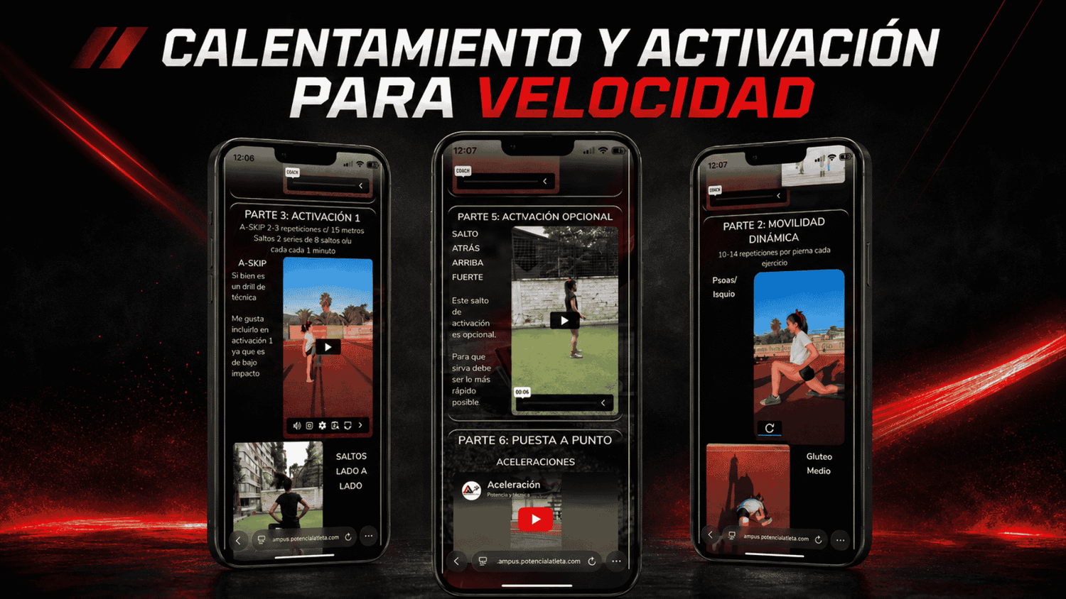 Rutina de activación para sesiones de velocidad Potenciatletica