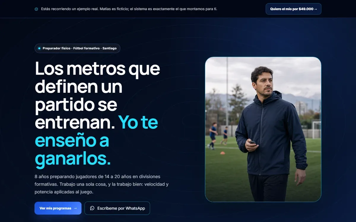 Sistema profesional de un coach funcionando en su propio dominio