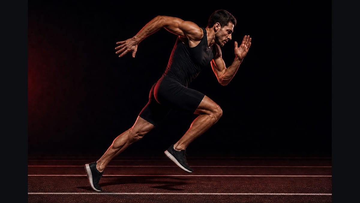 Velocista corriendo como imagen editorial de Potenciatletica Fundamentals Speed