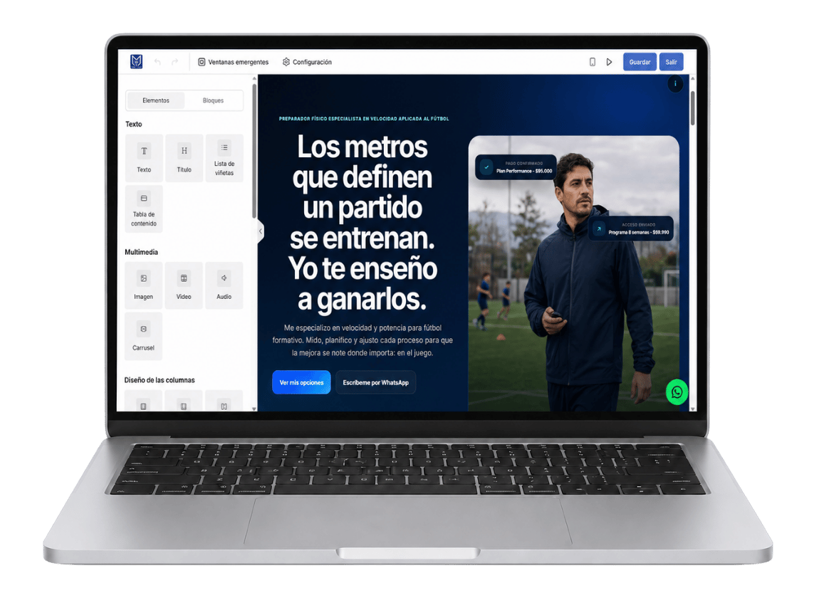 Editor de páginas de Magnet Coach