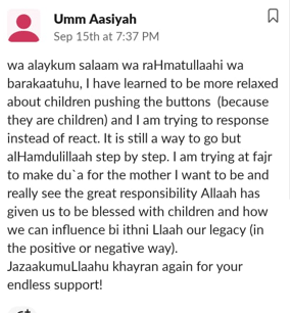 Screenshot of a message from a Liamanah mum sharing her result
