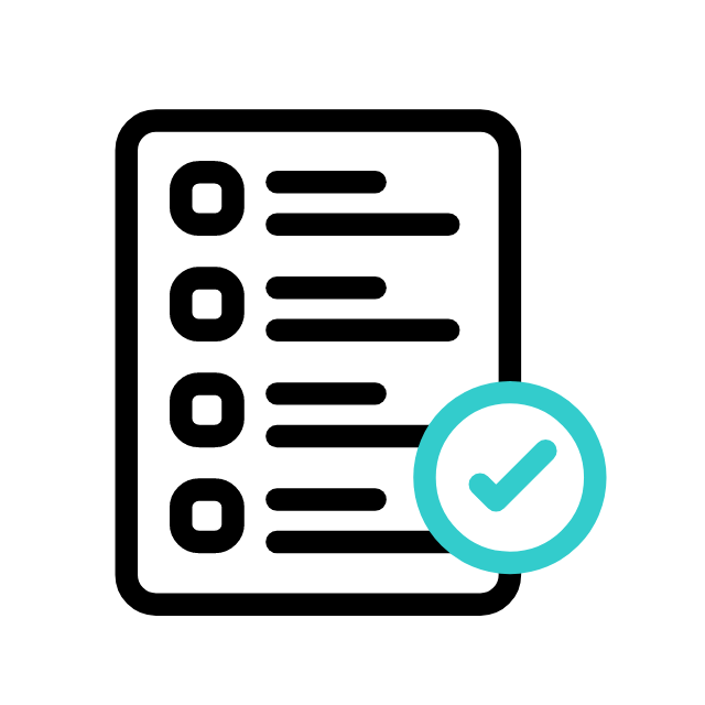 Icône checklist validée représentant la simplicité administrative et l’acceptation rapide du dossier d’immatriculation