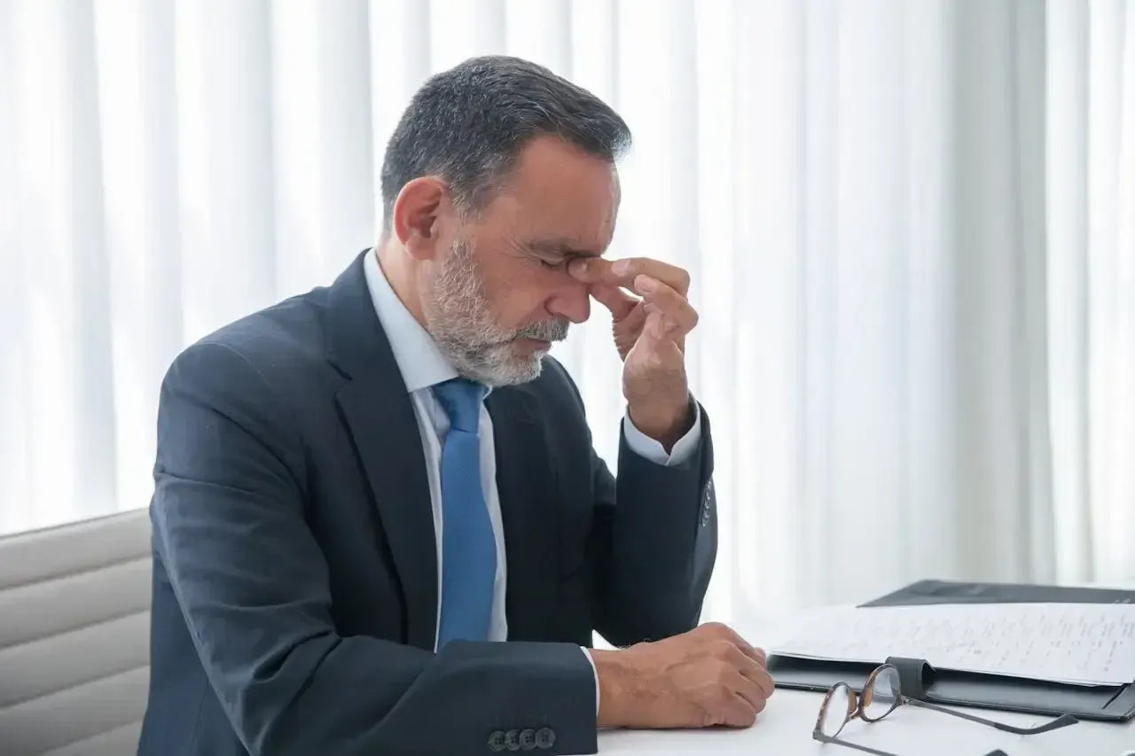 Dirigeant de société stressé après avoir reçu un courrier de régularisation