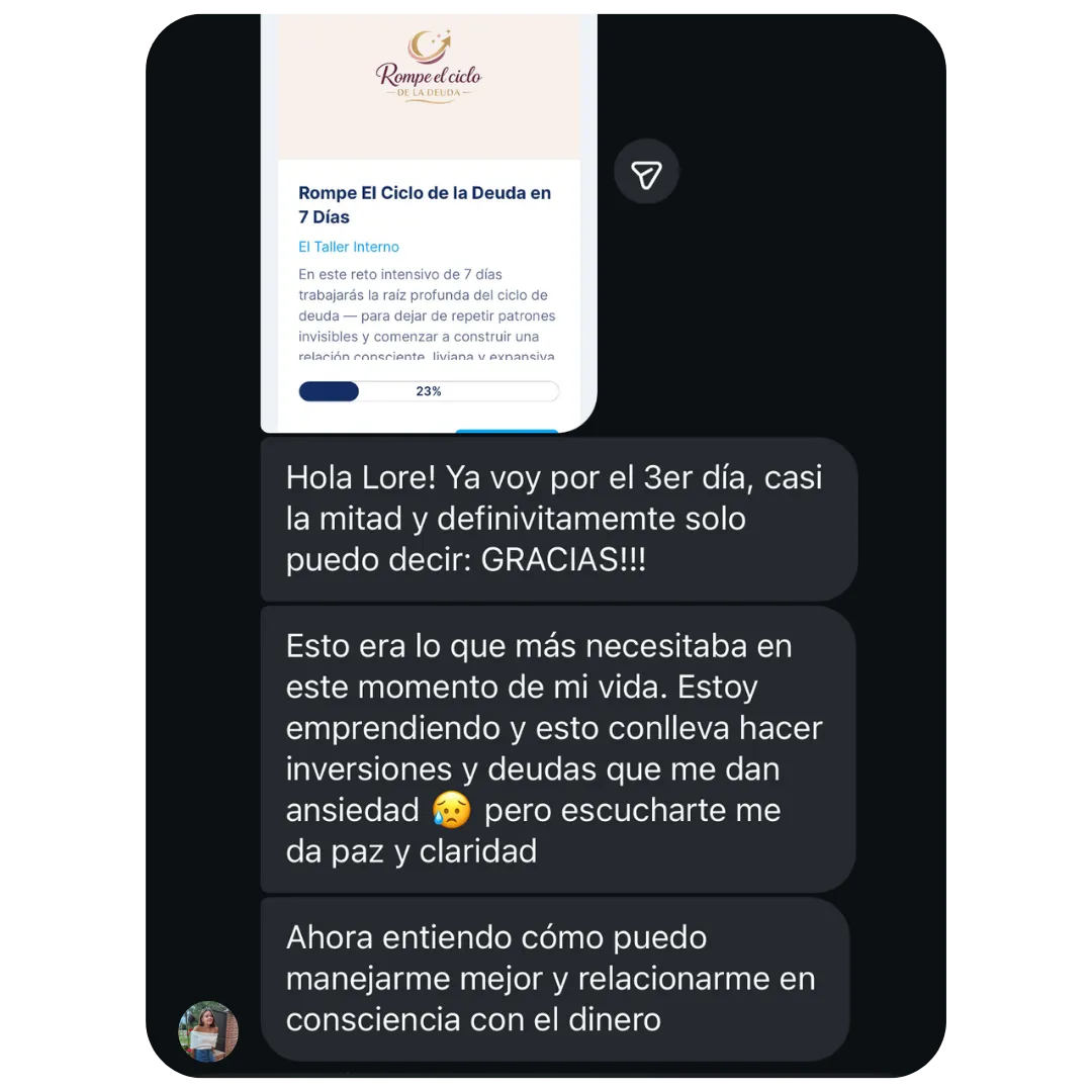 Testimonio real de una alumna del reto Rompe el Ciclo de la Deuda