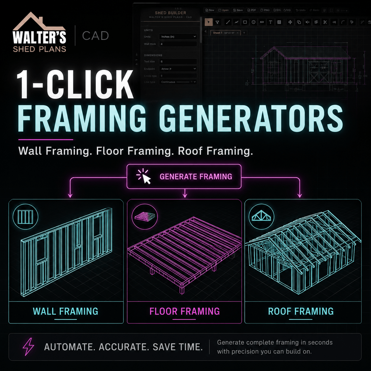 1-Click Framing Generators: Wall, Floor, and Roof framing generated automatically