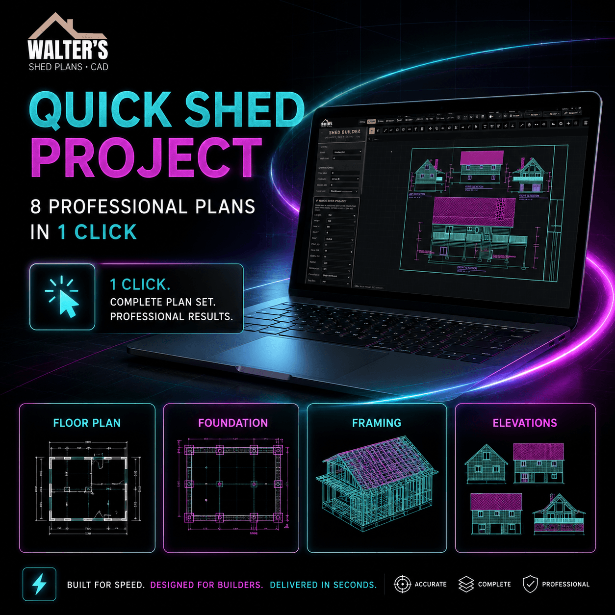 Quick Shed Project: 8 professional plans in 1 click