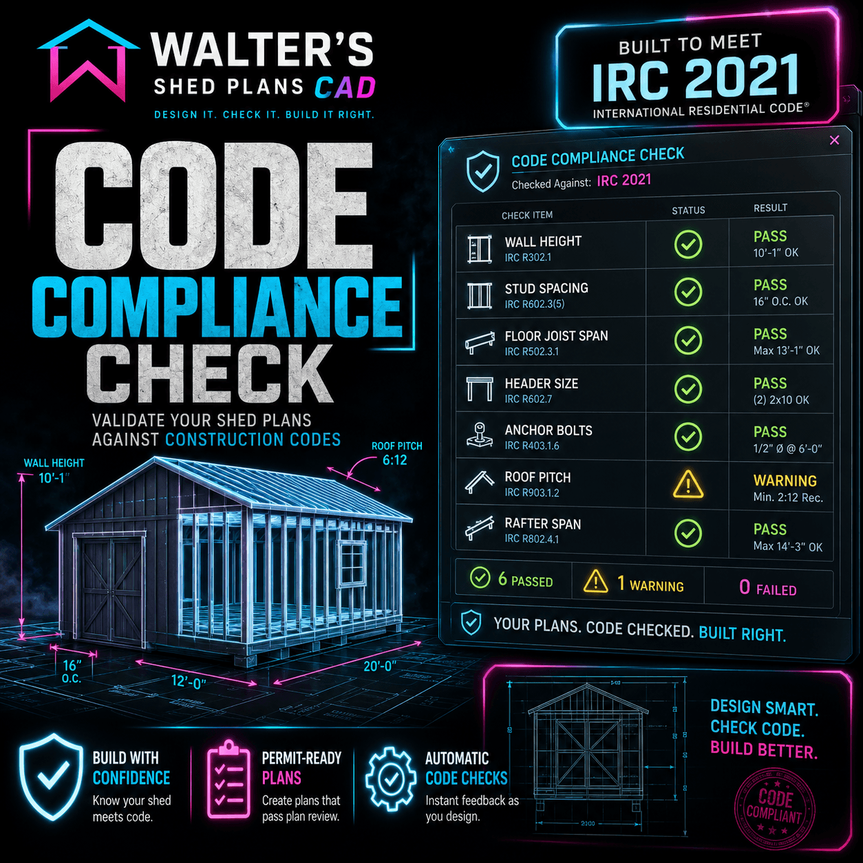Code Compliance Check: Validate your shed plans against IRC 2021 construction codes