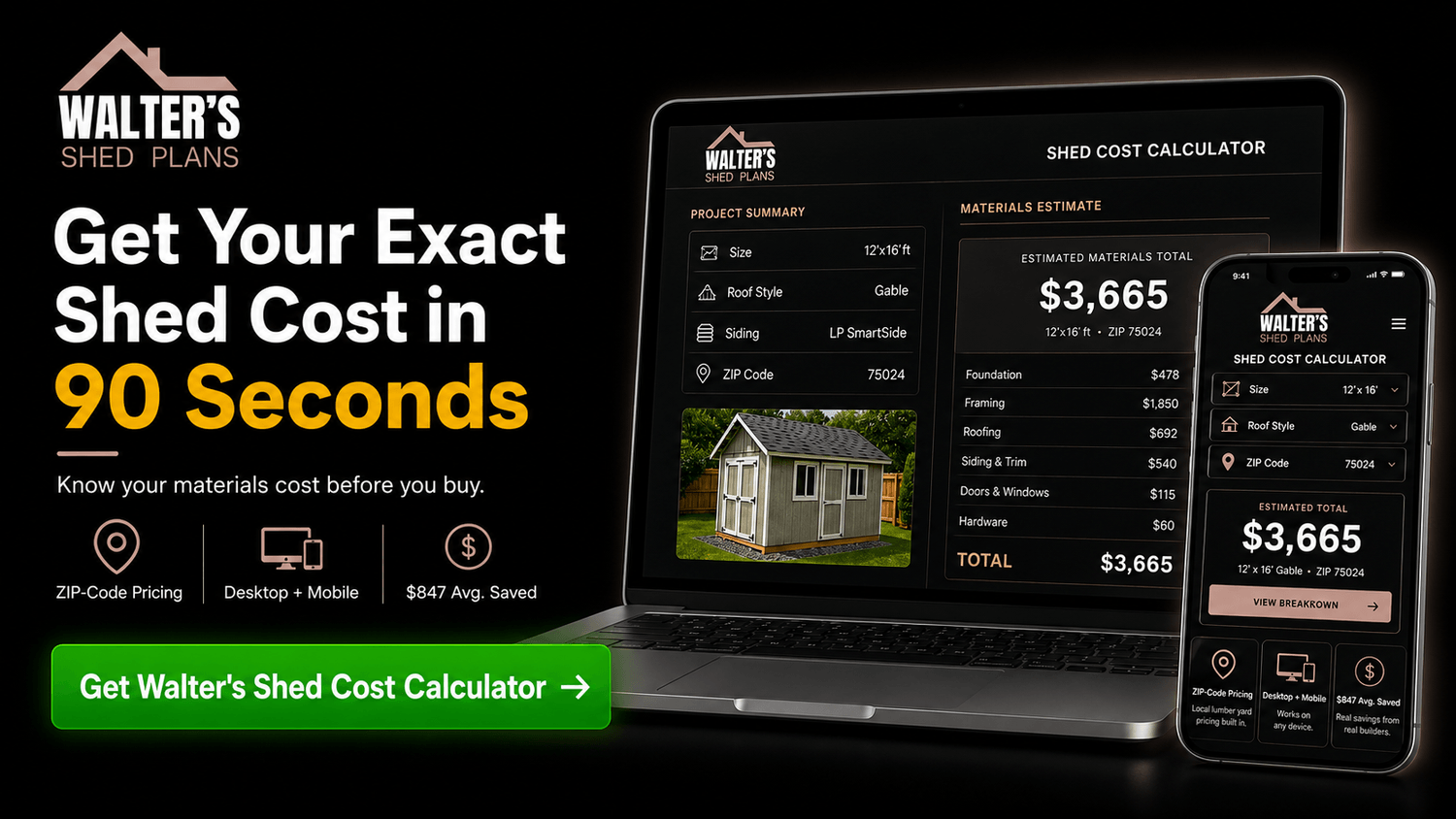 Walter's Shed Cost Calculator