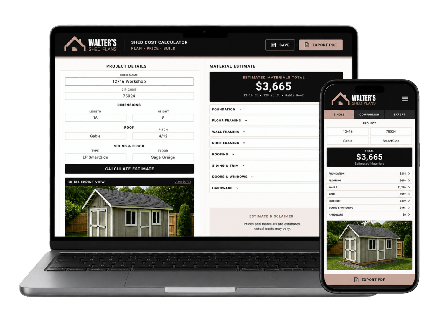 Walter's Shed Cost Calculator — Everything You Get