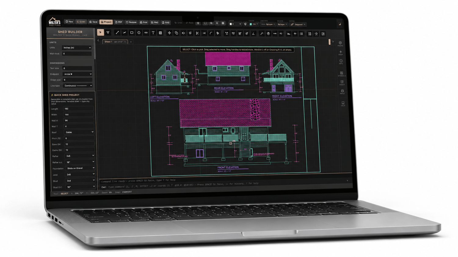 CAD designed shed drawings example