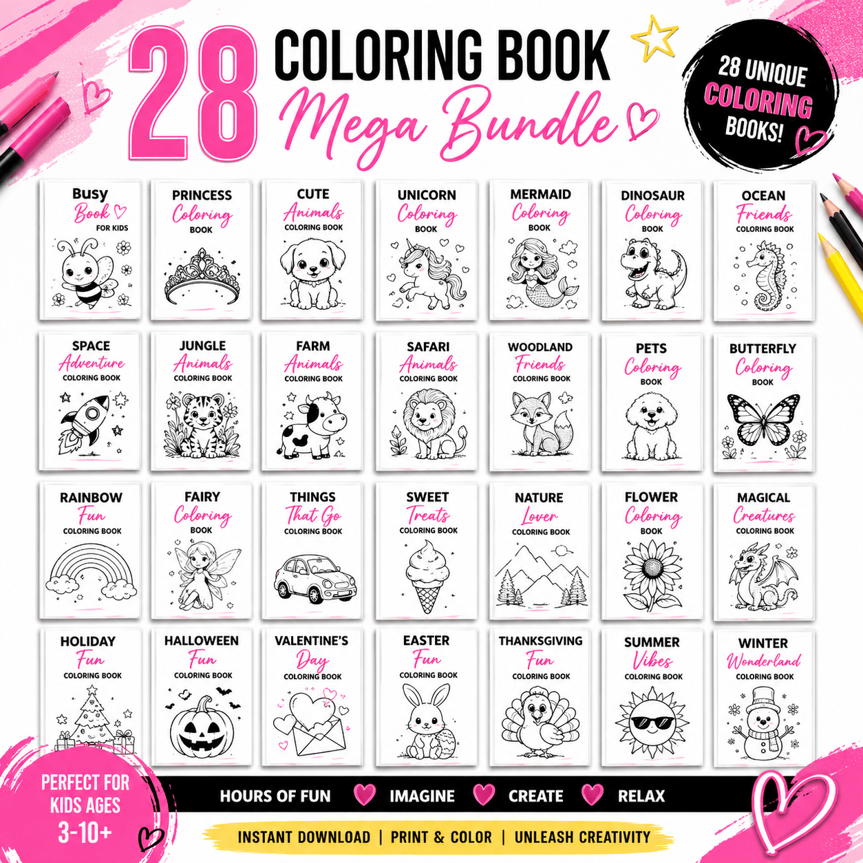 28 Coloring Book Mega Bundle mockup