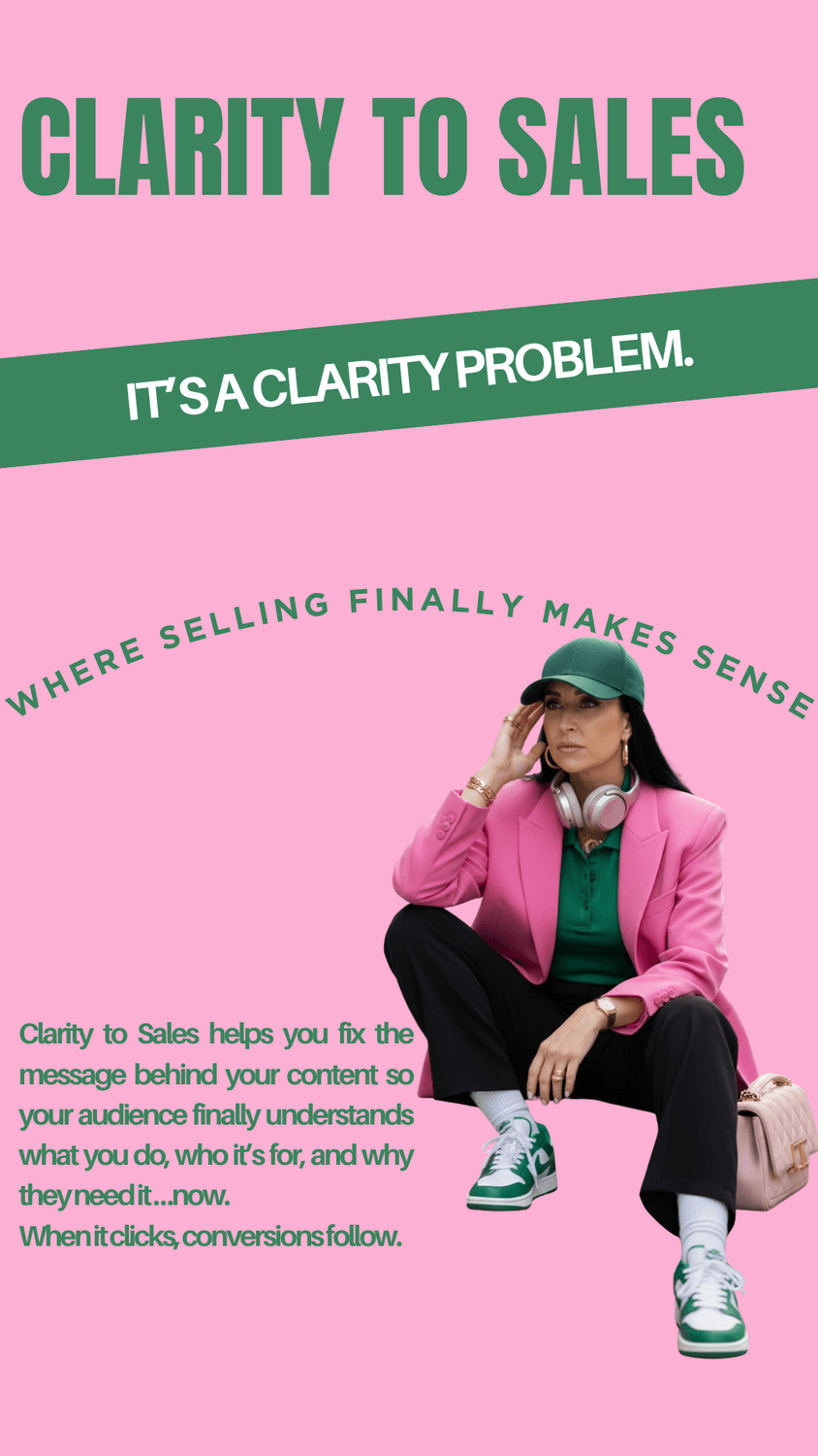 It's a Clarity Problem, Renee in pink blazer and green cap