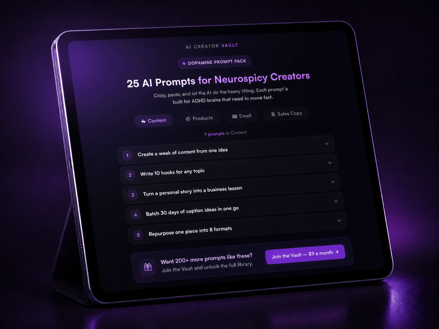 25 AI Prompts for Neurospicy Creators mockup