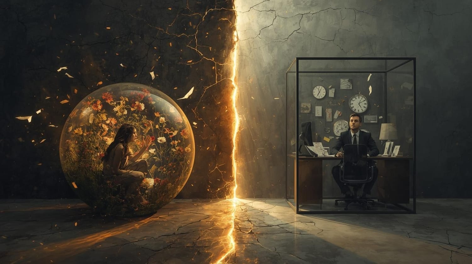 alt="Nos modes de vie séparent notre conscient du subconscient, nou sprivant ainsi de notre pouvoir cérateur."