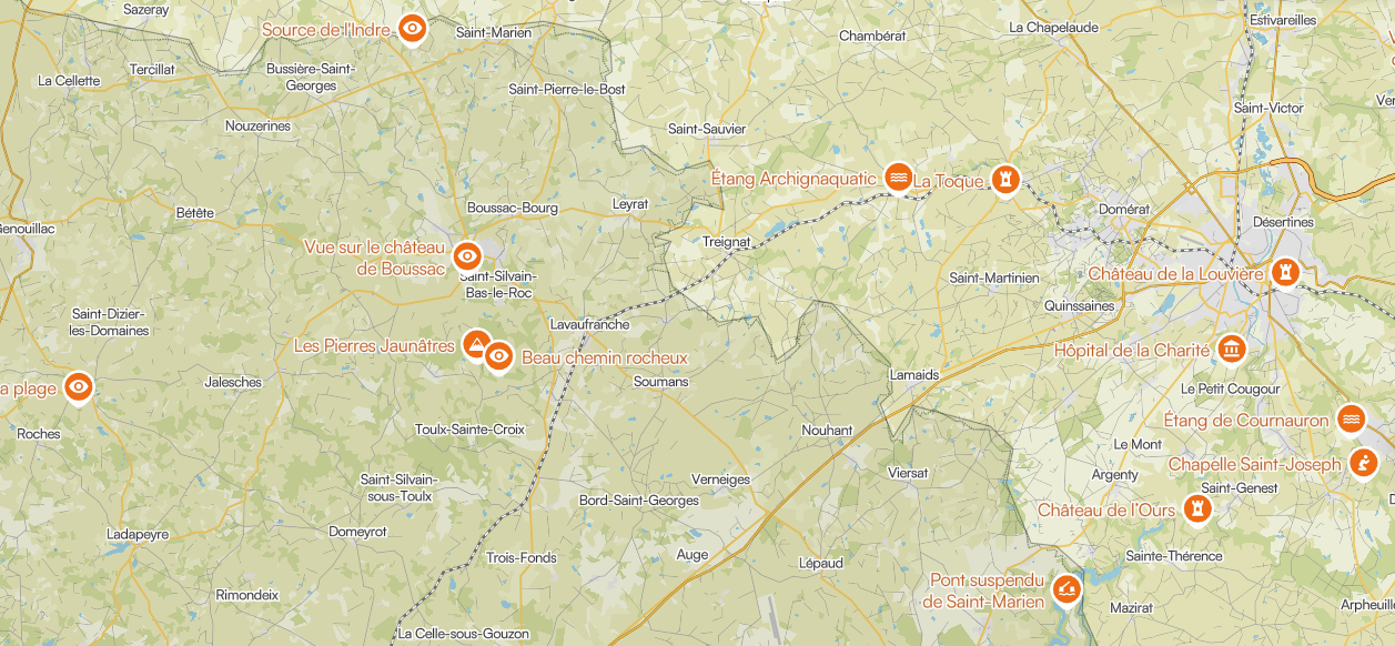 CARTE situation gîte location saisonnière la celle dunoise carte randonnées