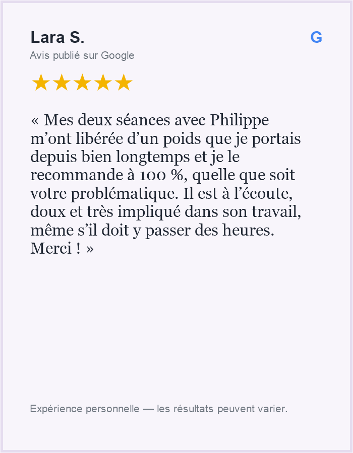 Avis Google de Lara S. sur l’accompagnement de Philippe Librero