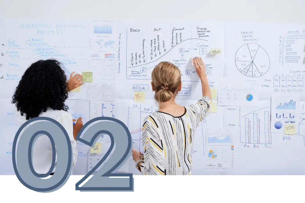 A team analyzing data charts during a business growth consulting session focused on marketing strategy and optimization.