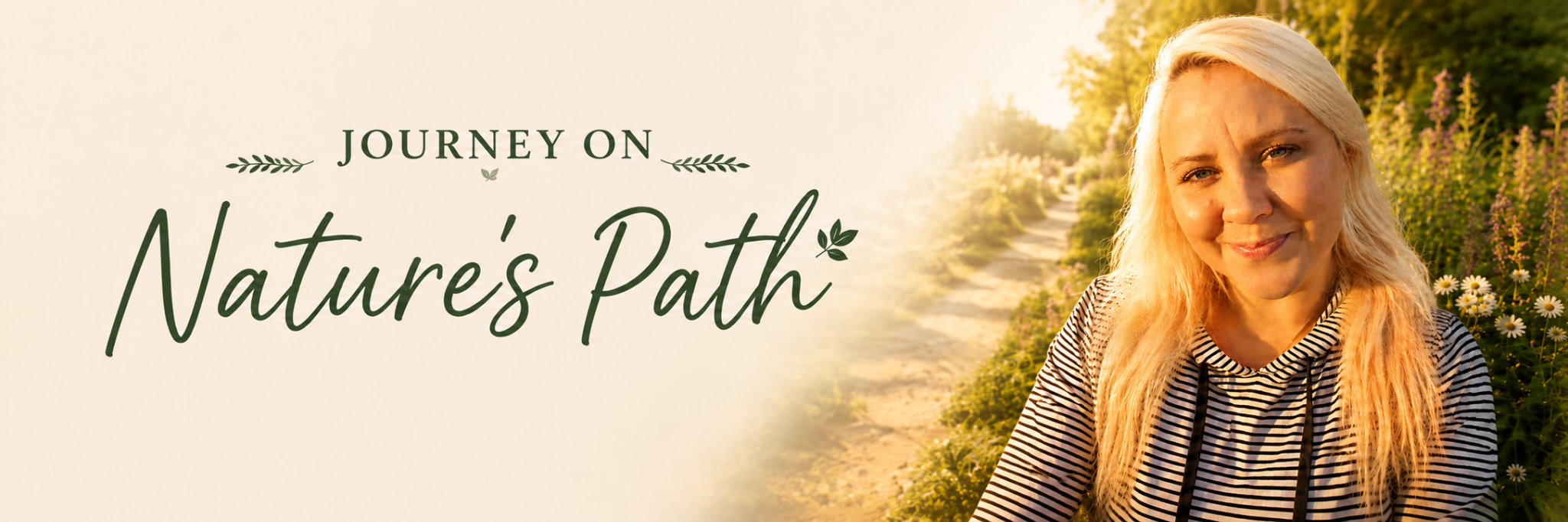 Journey on Nature’s Path banner featuring Mary-Heather Fajardo outdoors