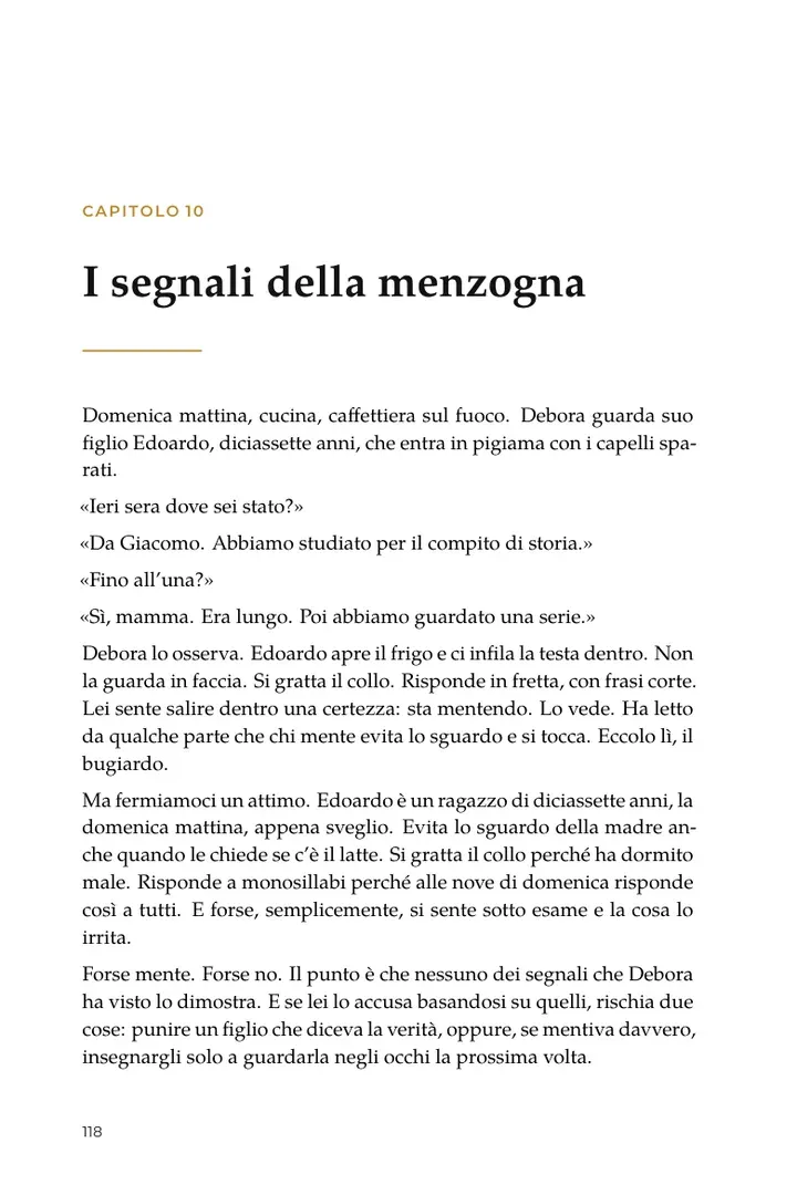 Pagina 118: apertura del capitolo 10, I segnali della menzogna