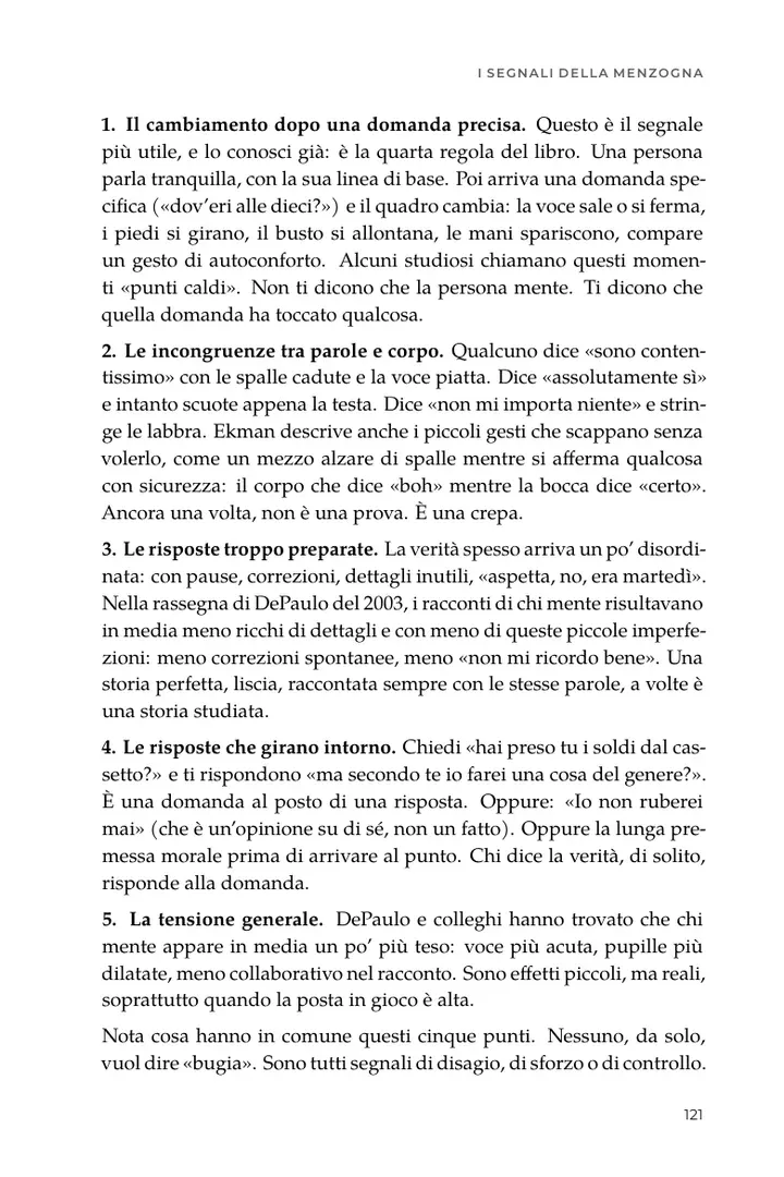 Pagina 121: i cinque segnali che contano davvero