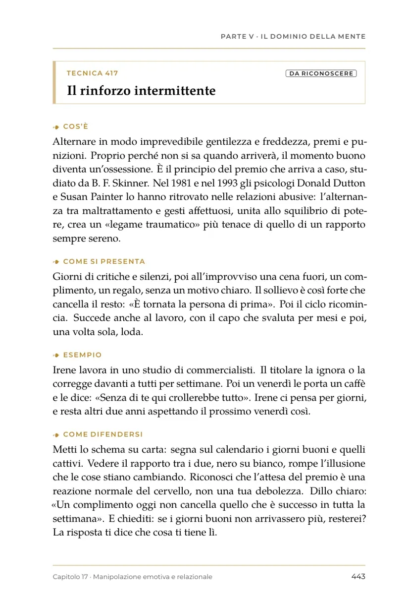 Tecnica 417, Il rinforzo intermittente