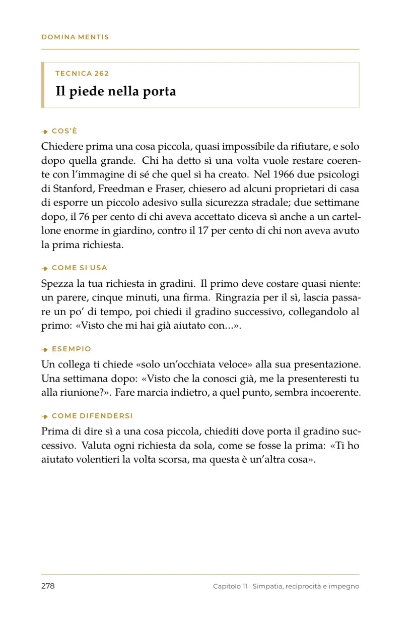 Tecnica 262, Il piede nella porta
