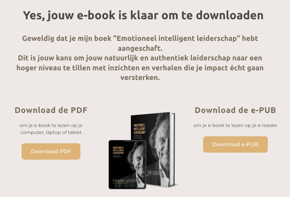 Downloadpagina voor het e-book 'Emotioneel intelligent leiderschap' met opties voor PDF en e-PUB