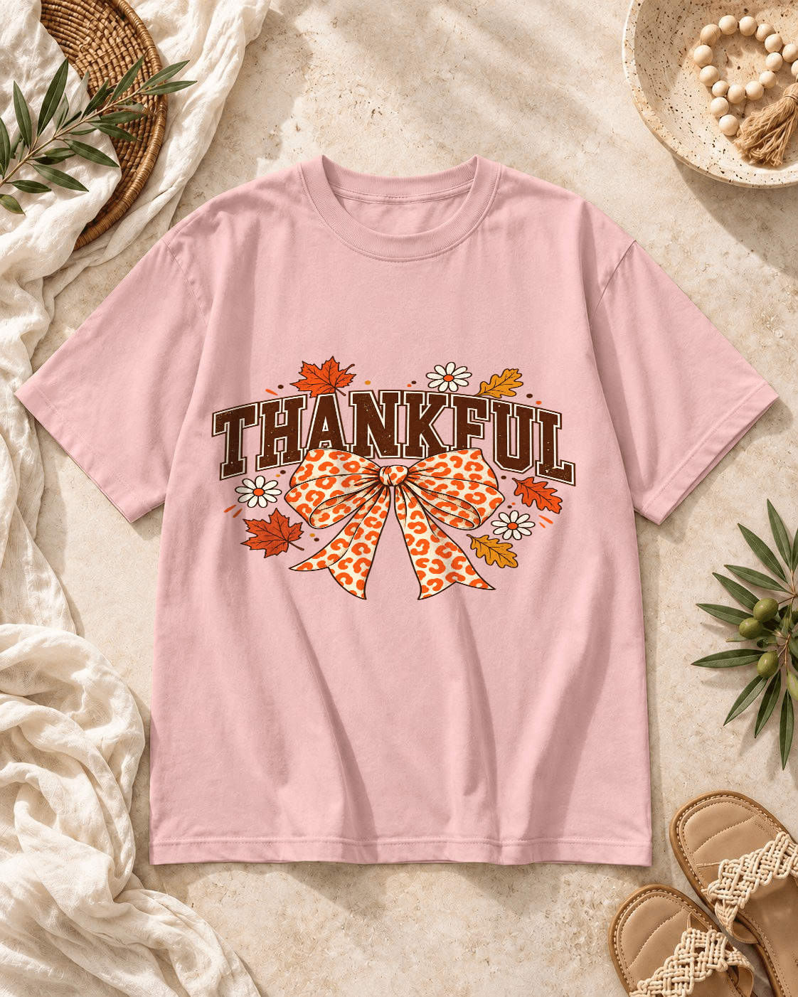 Пример за тениска Thankful с панделка