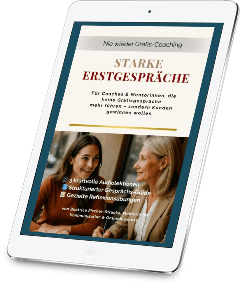 Starke Erstgespräche - Training für Coaches, damit sie nicht wieder gratis coachen, sondern mit Herz und psychologischen Kniffen Kunden gewinnen. Ehrlich, echt, empathisch.