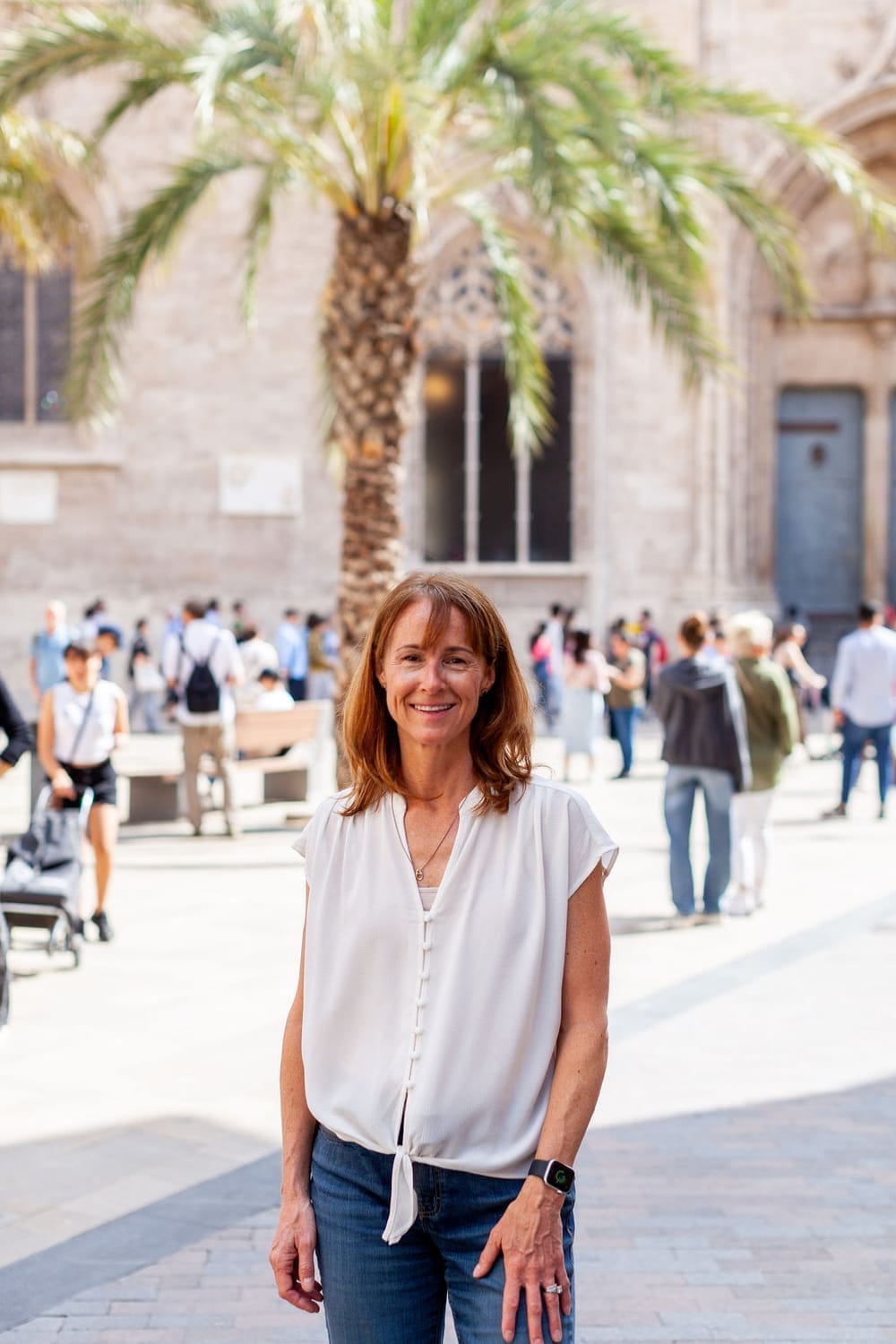 Cheryl Schuberth in front of the Sile Exchange in Valencia, Spain