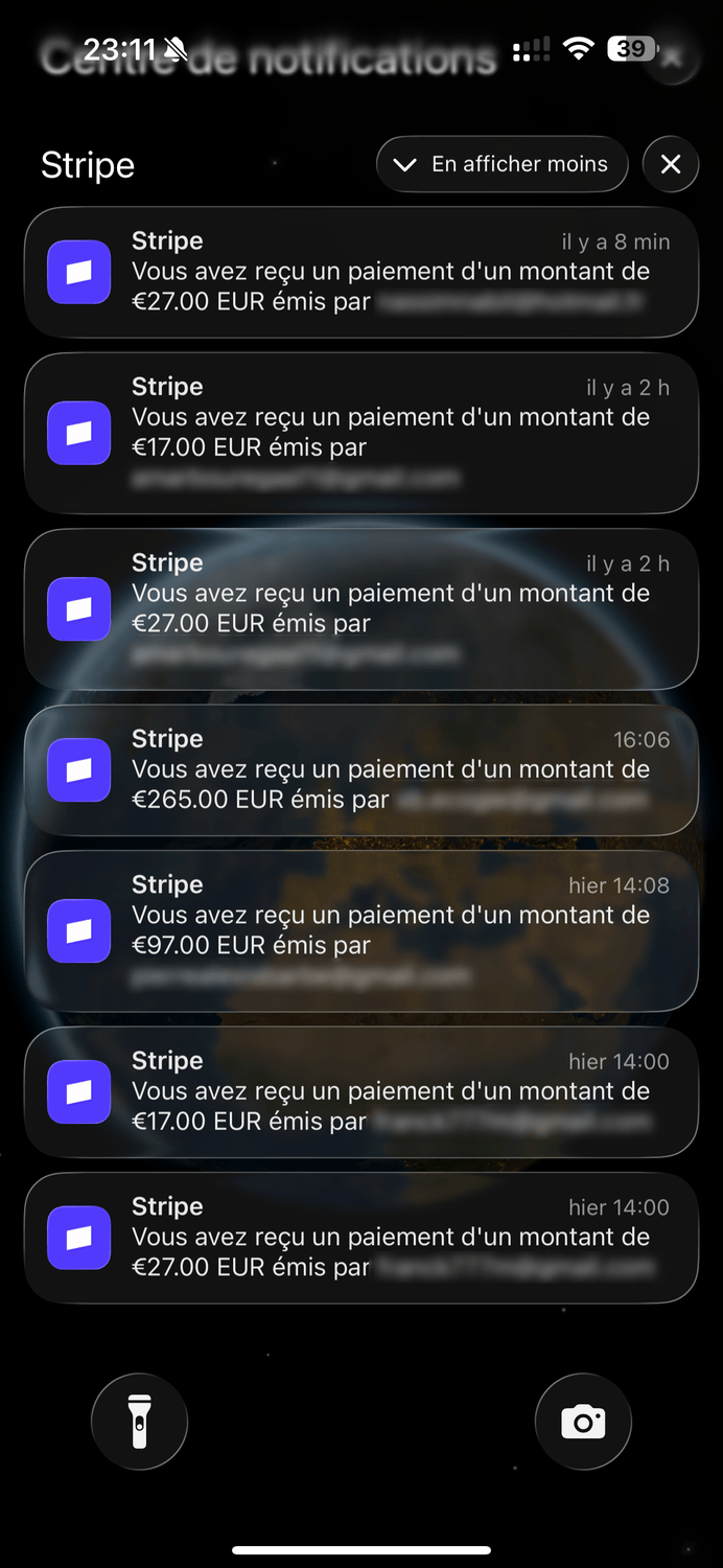 Notifications Stripe