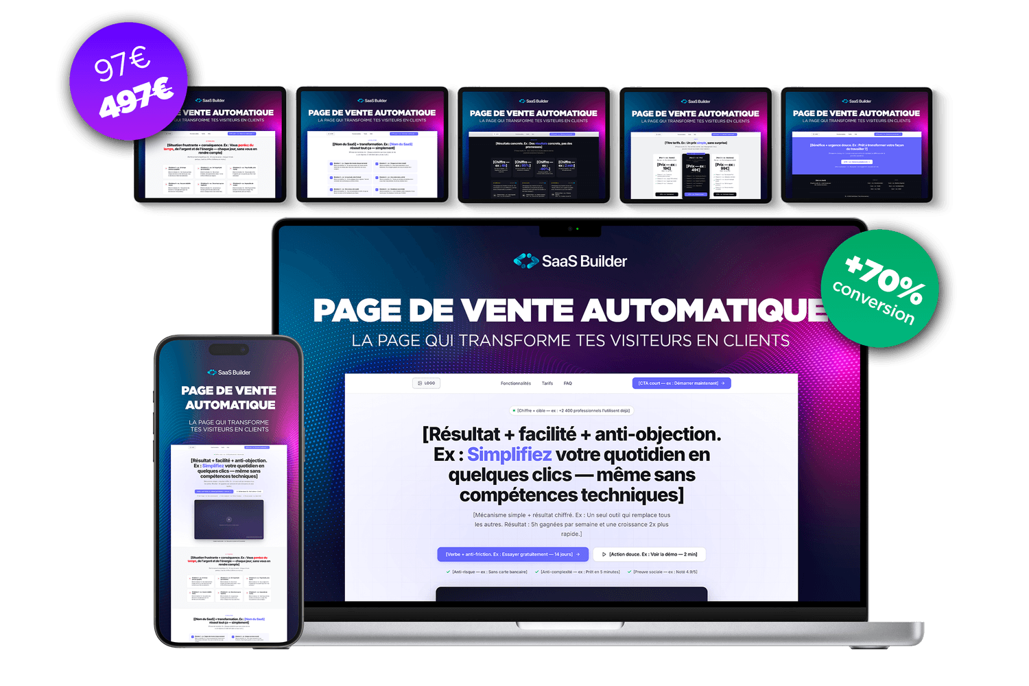 Aperçu de la Template Page de Vente SaaS