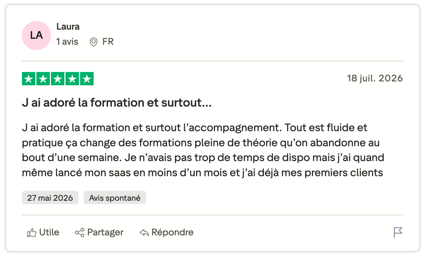Avis client vérifié
