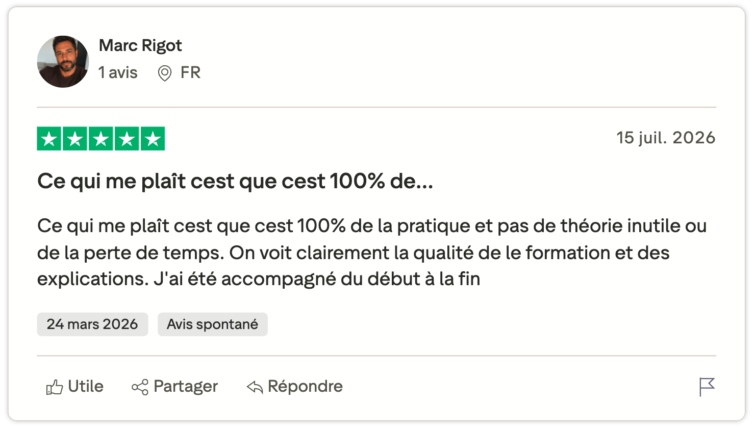 Avis client vérifié