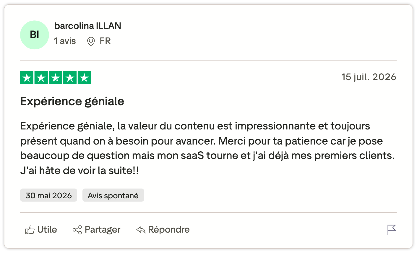 Avis client vérifié