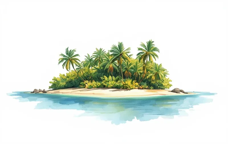 Insel Tutti-Frutti als Aquarell