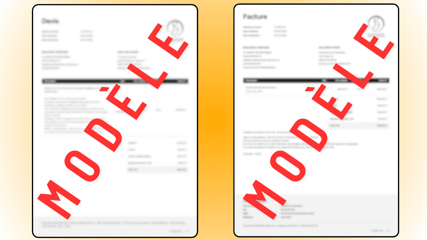 deux documents accolés avec inscrit modèle dessus