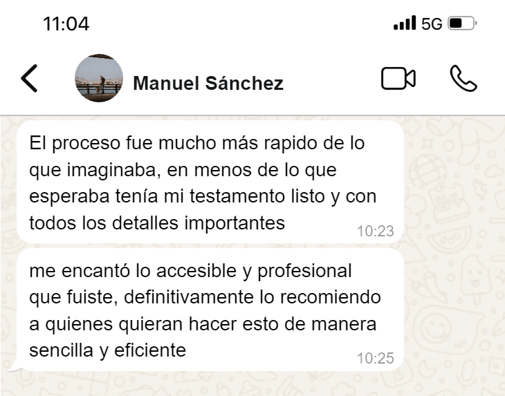 Abogado para testamento: Opinión de cliente satisfecho sobre el servicio de redacción de testamento en Chile.