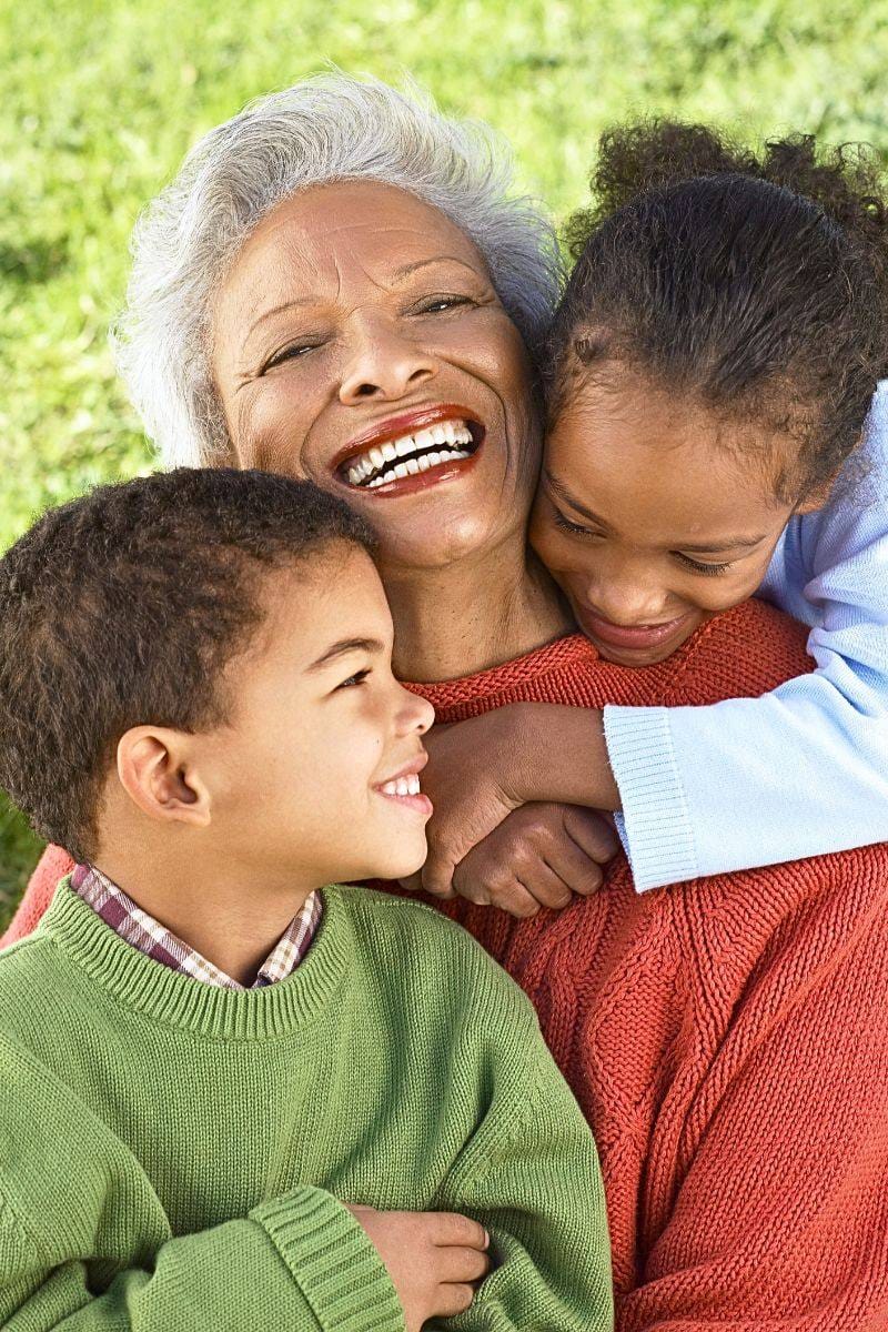Willpower to get fit - Grandma playing outside with grandchildren