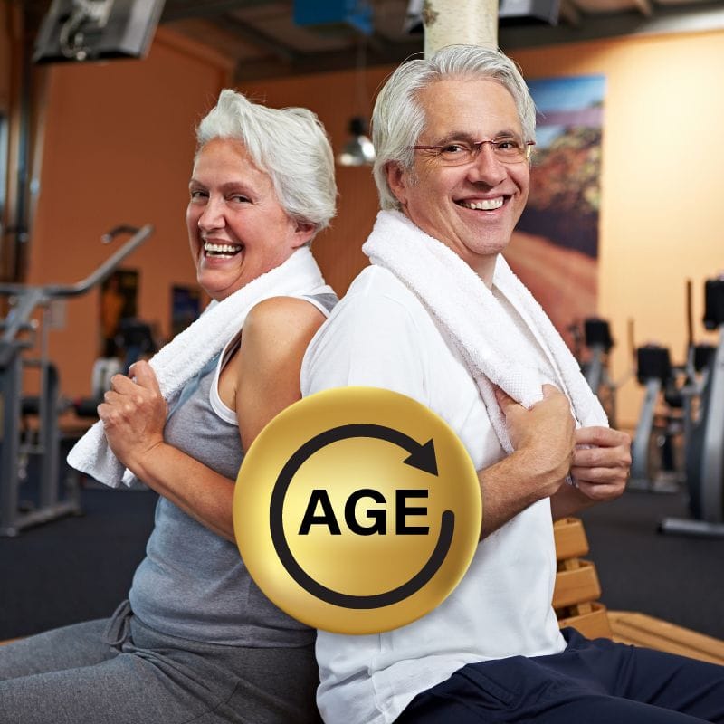 Middle-aged man and woman in the gym