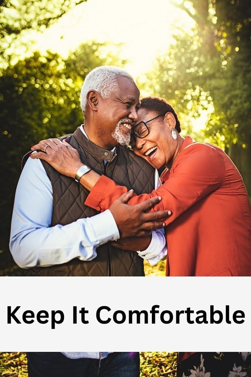 Rediscover touch - woman smiling and holding husband