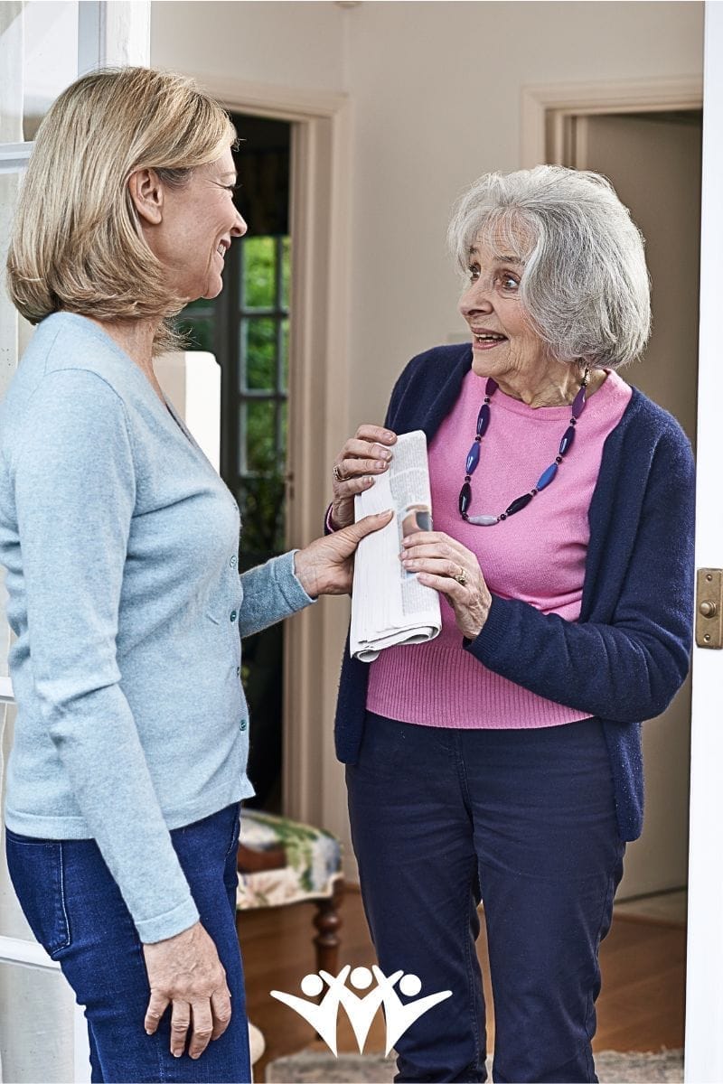 Building friendships - start with someone familiar - woman talking to her neighbour