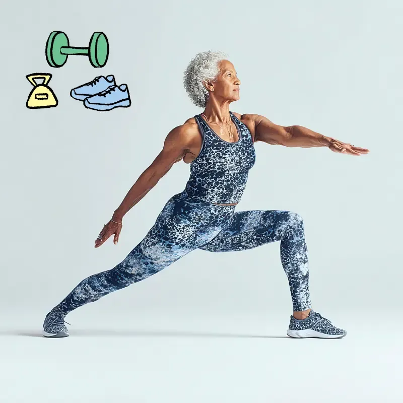 A middle-aged woman doing gentle fitness exercises - free information