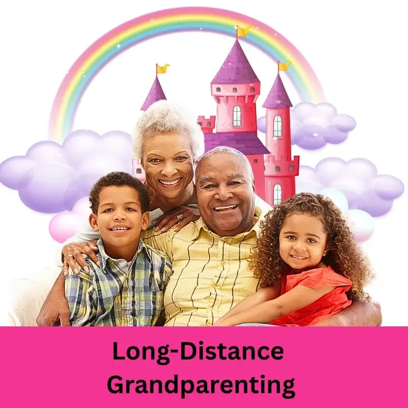 Grandparents smiling while interacting with grandchildren, showing ways to stay connected from afar