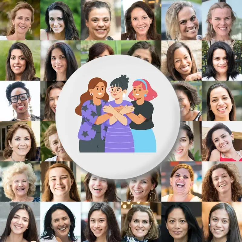 A happy group of mature women laughing and connecting outdoors, representing vibrant friendships and social well-being in midlife